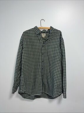 LL Bean Scotch Plaid Flannel Button Up Shirt size XL 100% cotton